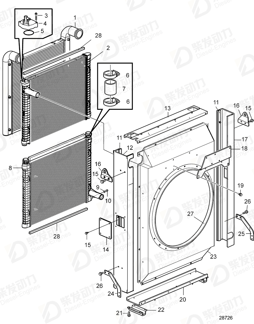 VOLVO Charge air cooler 22174556 Drawing